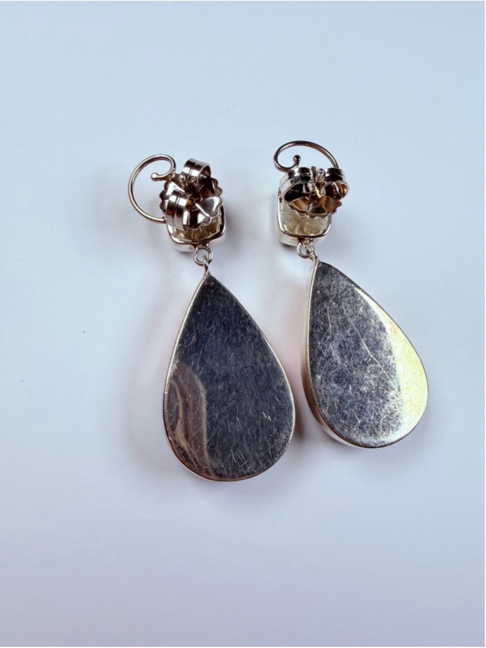Southwestern Artisan Spiny Oyster Coral Onyx Sterling Silver Inlay VTG Earrings - Picture 4 of 10